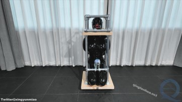 【鹿角与猫爪】硬核复刻Wrapa's House木枷钢管推车装置，木颈枷 + 钢管框架 + 板车一体式乳胶人体家具，颜面破坏｜插件深喉｜呼吸控制｜自动榨汁｜彻底物化