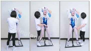 【糖糖工作室】（TK足控福利）伪娘站立固定架上被疯狂挠痒+足Jiao，最后手动榨到强制膏潮
