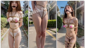 【惜缘工作室】18岁绝美少女全裸乳夹紧缚口球流涎 小区羞辱游行 跪地被漂亮女人狠打屁股 最终固定小树下彻底失控